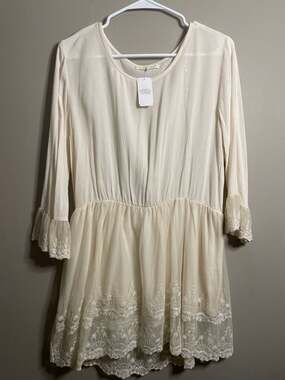 Indigo Soul BI Tiered Lace Tunic Ivory Cream Medium